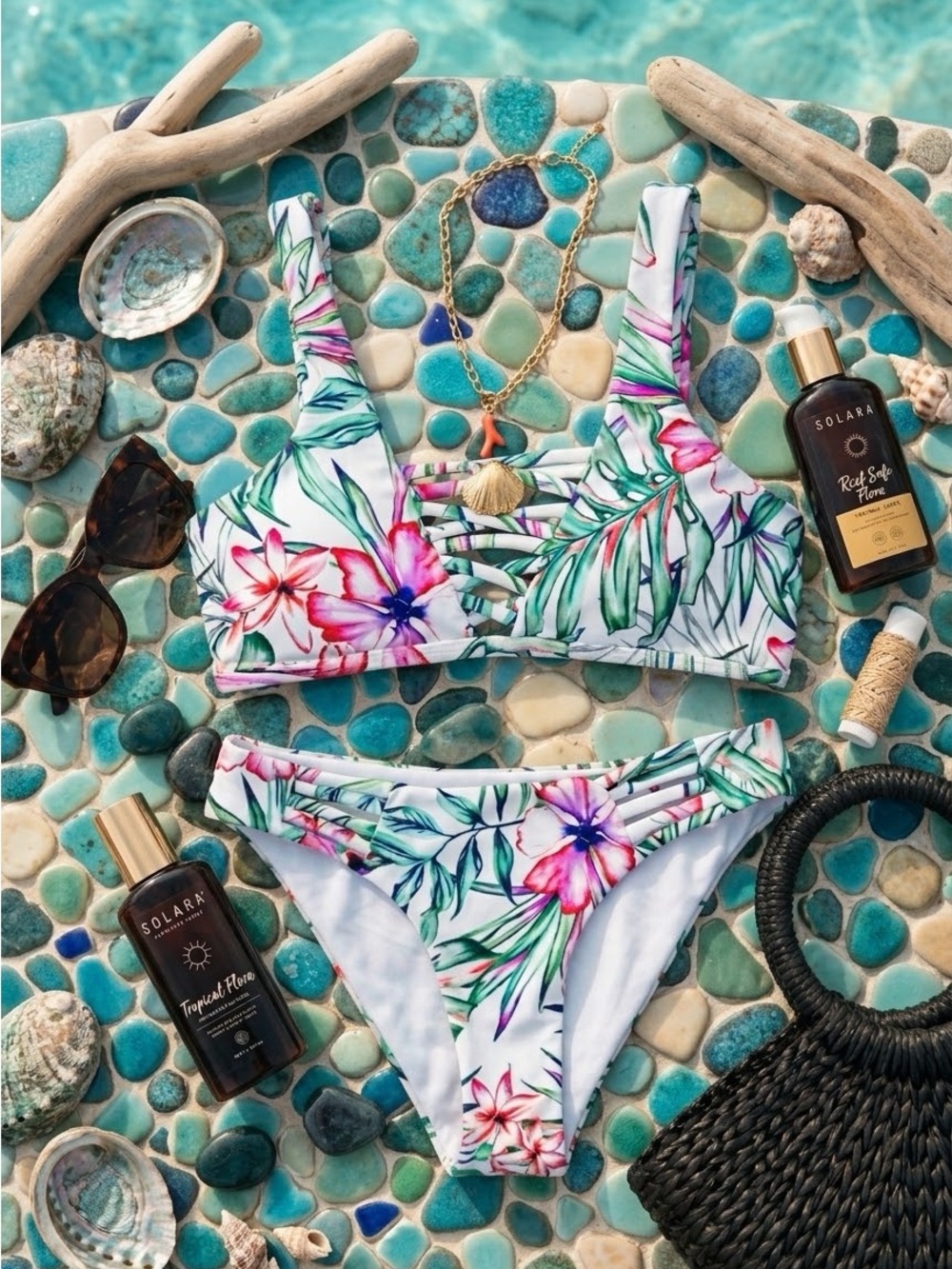TiniBikini 2 Piece Tropical Print Bikini NWOT